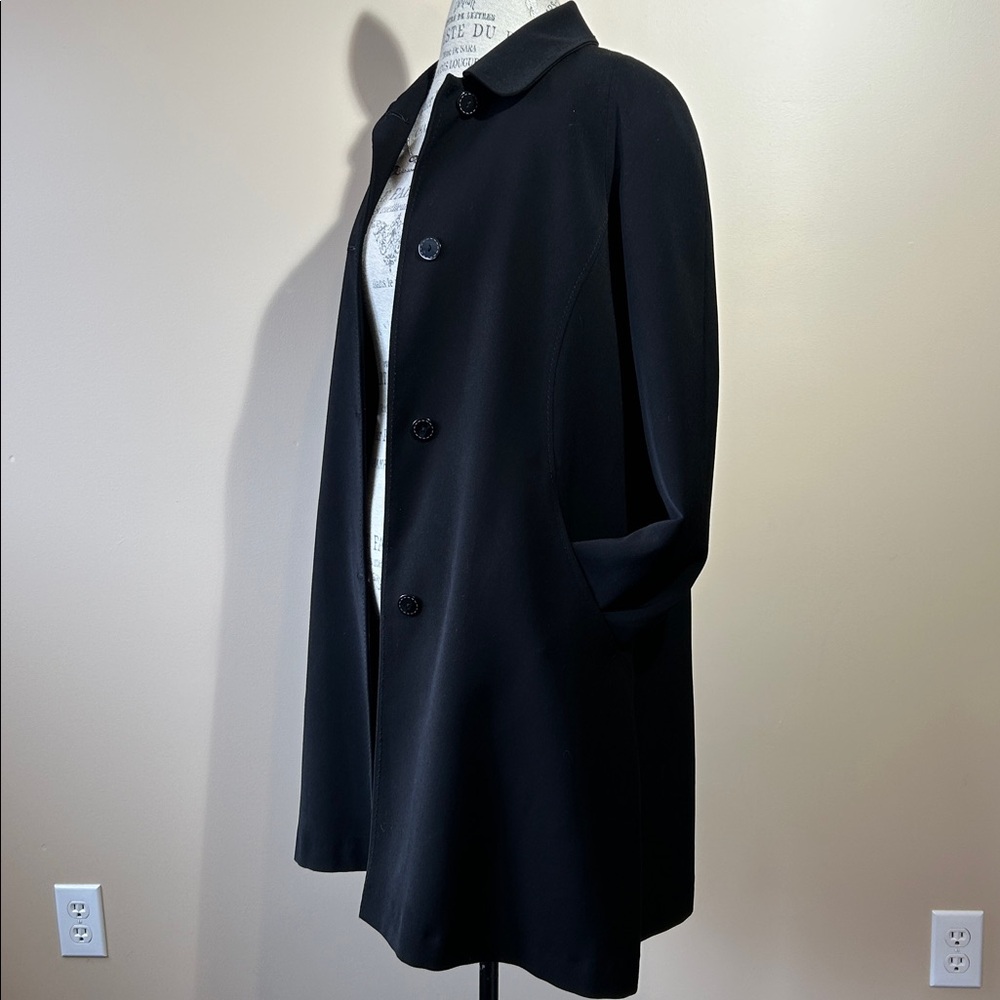 Flared Trench Coat, Buttoned, Black (size 8)